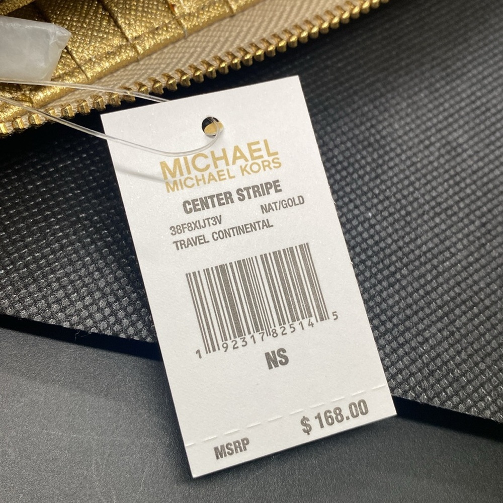 🤎💛MICHAEL KORS🤎💛Nat/Gold Jet Set Center Stripe Travel Continental Wallet/NWT - Picture 8 of 8